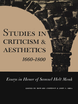 cover image of Studies in Criticism and Aesthetics, 1660-1800